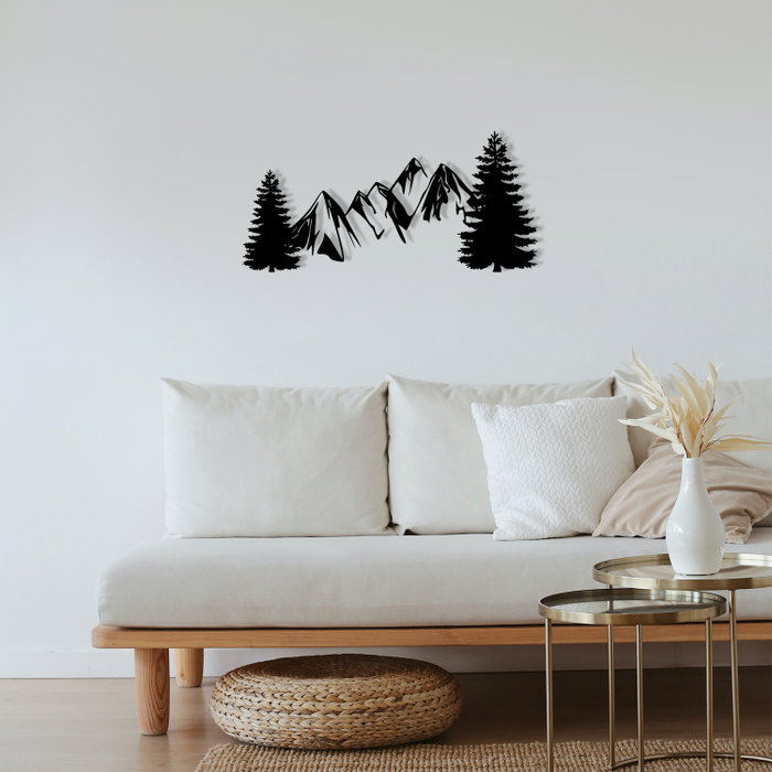 Wallity Pine Escultura de pared de metal negro